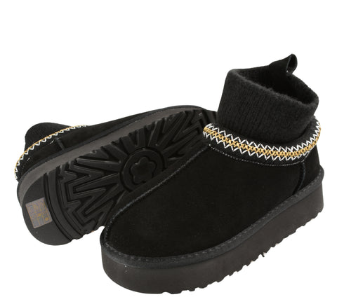 Ghete sport, dama, PASS COLLECTION, Z870006A, negru, piele intoarsa